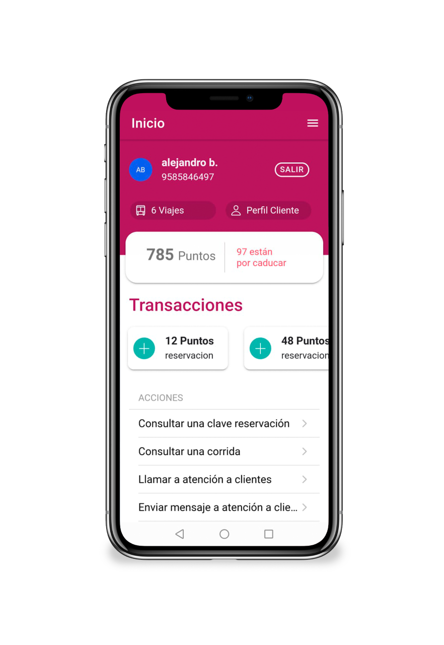 Aplicación en android y IOS de venta de boletos para pasajeros