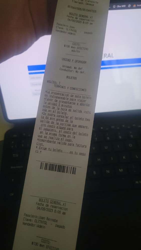 boleto de pasajero en formato personalizado