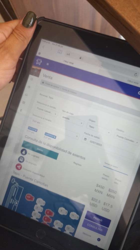 sistema de venta de boletos en ipad